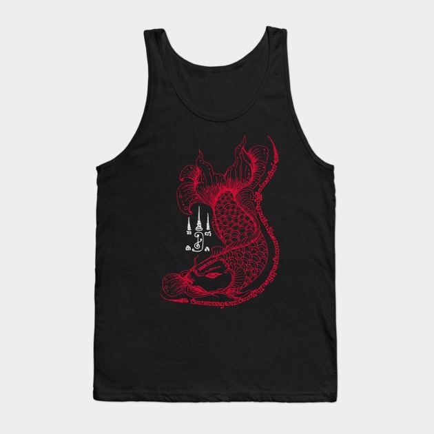 Thai Dragon Fish Spritual Sak Yant Tattoo Design Tank Top by VintCam